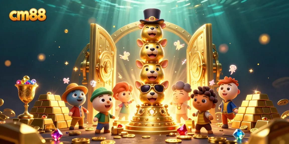 Experience thrilling casino excitement at cm88 with colorful totem characters and treasure elements.