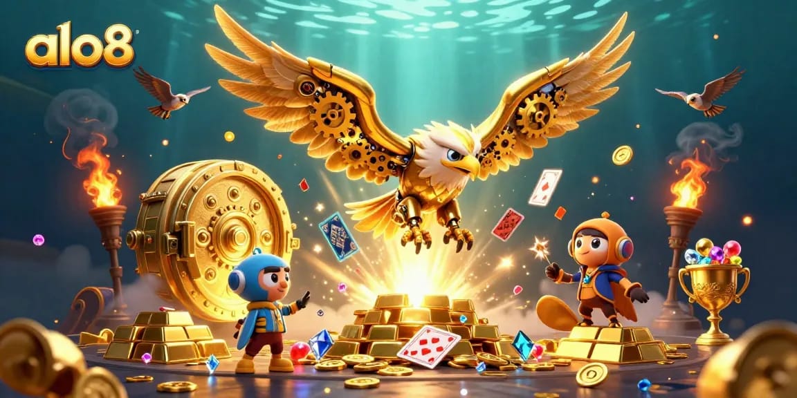 Experience thrilling gameplay at alo8 with a dazzling scene filled with vibrant casino treasures.