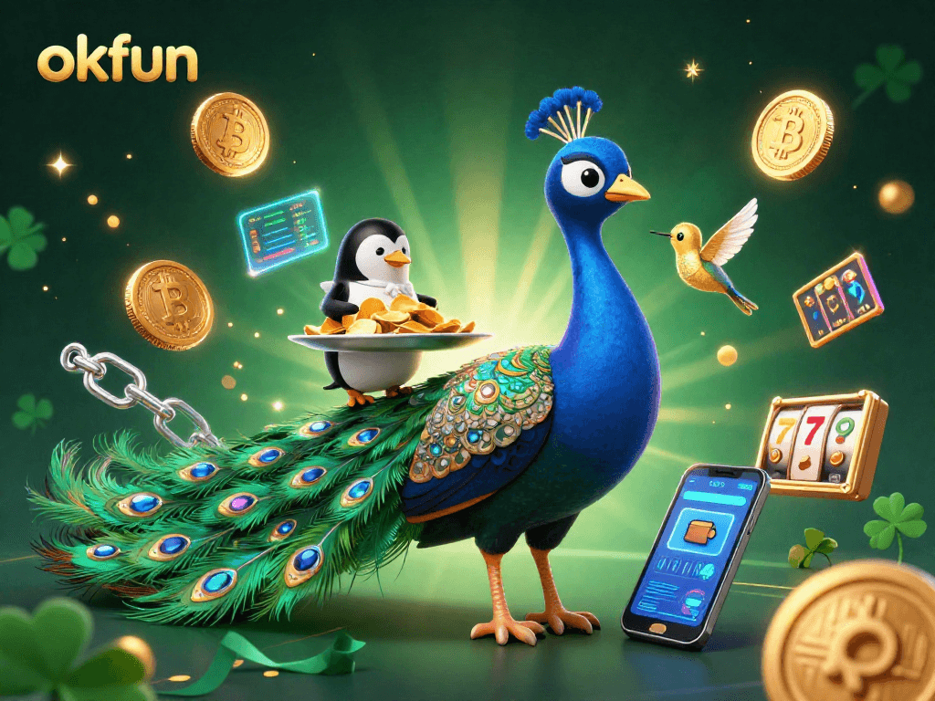 Experience thrilling action with okfun's vibrant 3D casino illustration showcasing dynamic gaming elements.