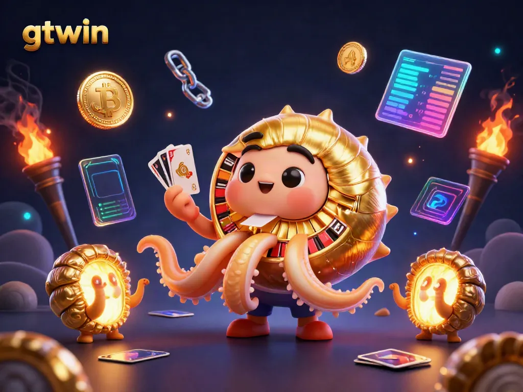 Experience thrilling gameplay at gtwin with a dynamic 3D casino scene featuring a giant nautilus roulette wheel.