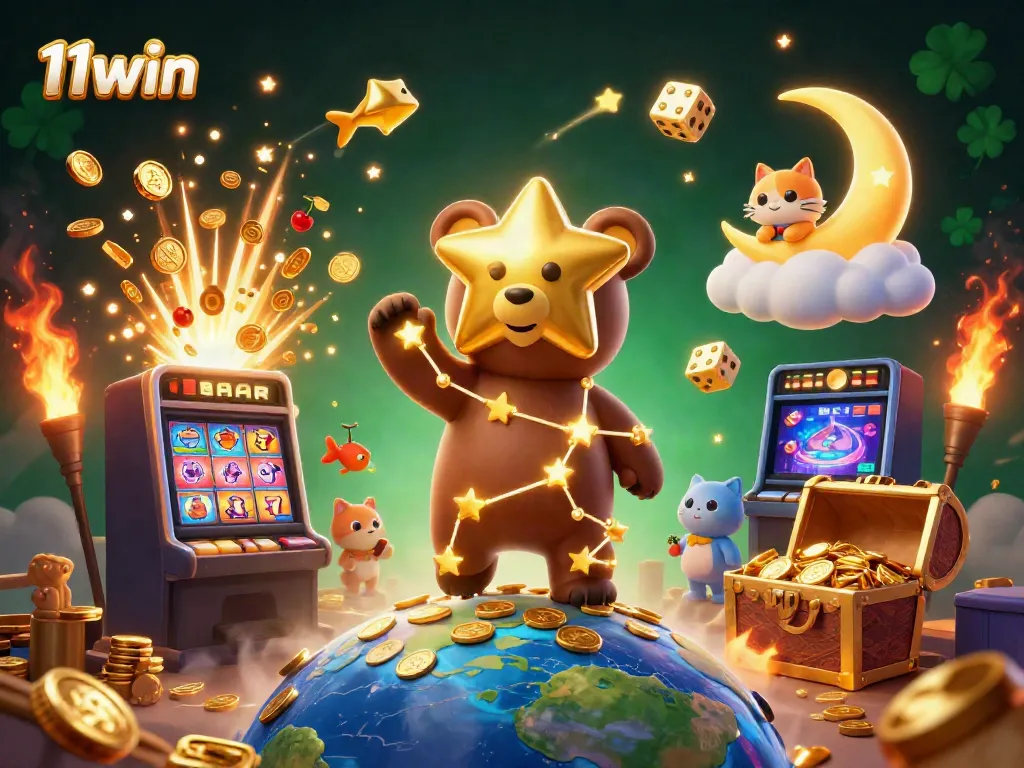 Experience thrilling gameplay at 11win with vibrant casino elements, golden treasures, and engaging characters.