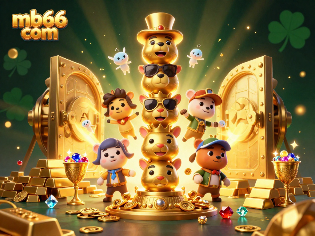 Experience thrilling gameplay at mb66 com with vibrant 3D casino elements glowing against a rich backdrop.