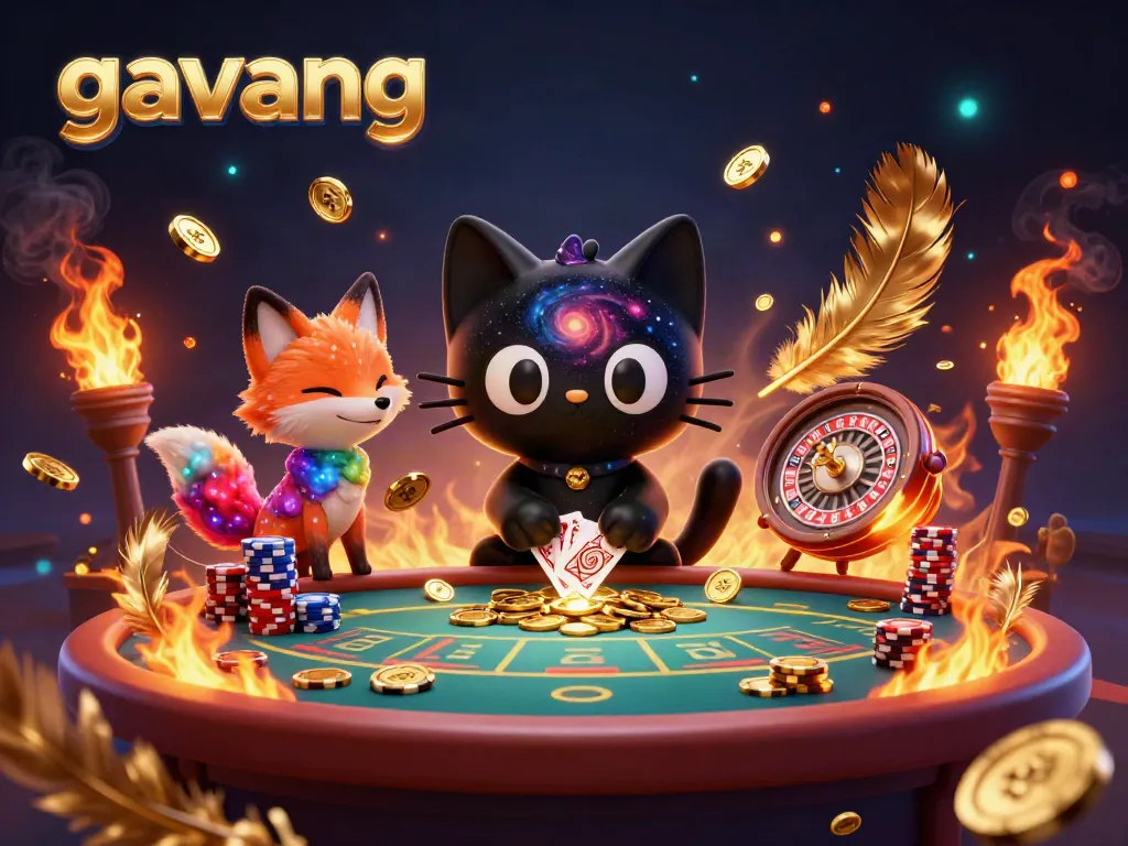 Experience thrilling gameplay on Gavang with an action-packed cosmic casino scene featuring vivid characters.