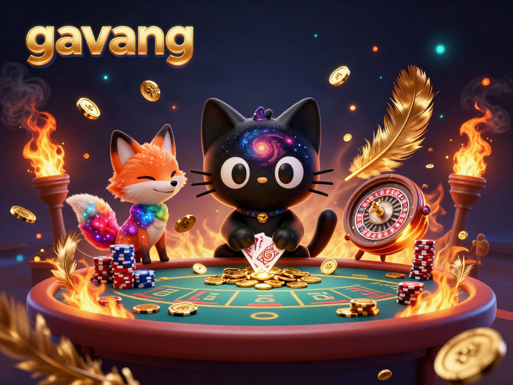 Experience thrilling gameplay on Gavang with an action-packed cosmic casino scene featuring vivid characters.
