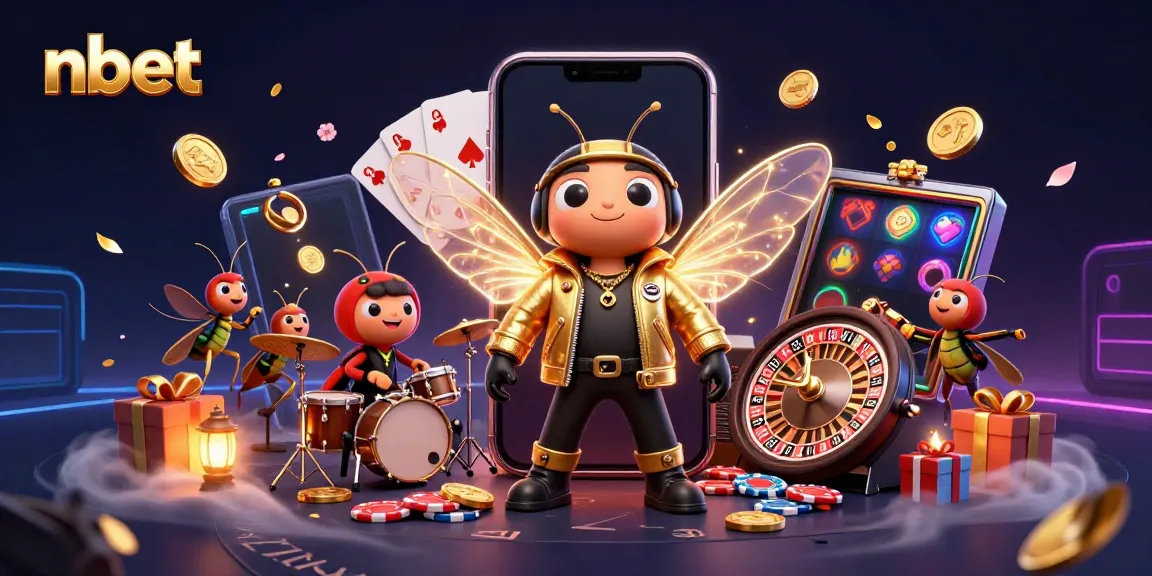 Experience thrilling gaming with nbet featuring a cicada rock star amidst dynamic casino elements.