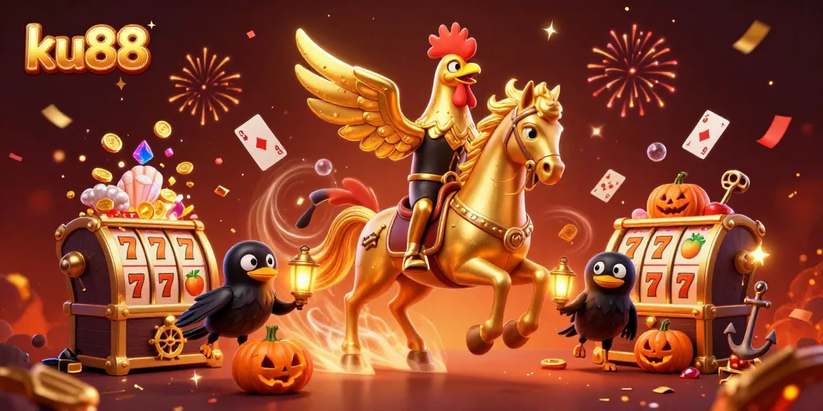 Engage with exciting ku88 casino adventures as golden rooster and crow characters interact dynamically.
