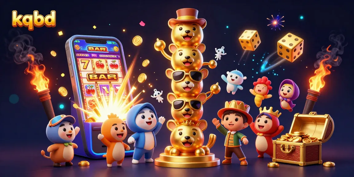 Experience the excitement of kqbd with dynamic gameplay and colorful casino elements in this 3D illustration.
