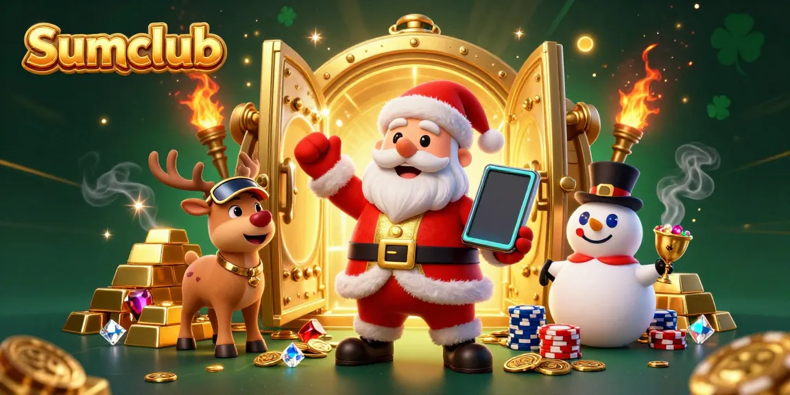 Join the excitement at Sumclub with Santa and friends winning big in a vibrant casino scene.