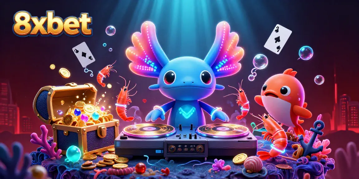 Experience the thrilling gameplay of 8xbet with vibrant characters in a lively underwater casino scene.