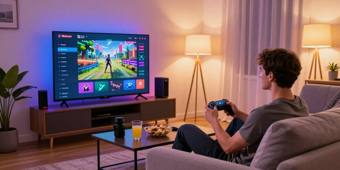 Exciting online gaming at home with Nohuwin interface and vibrant atmosphere.