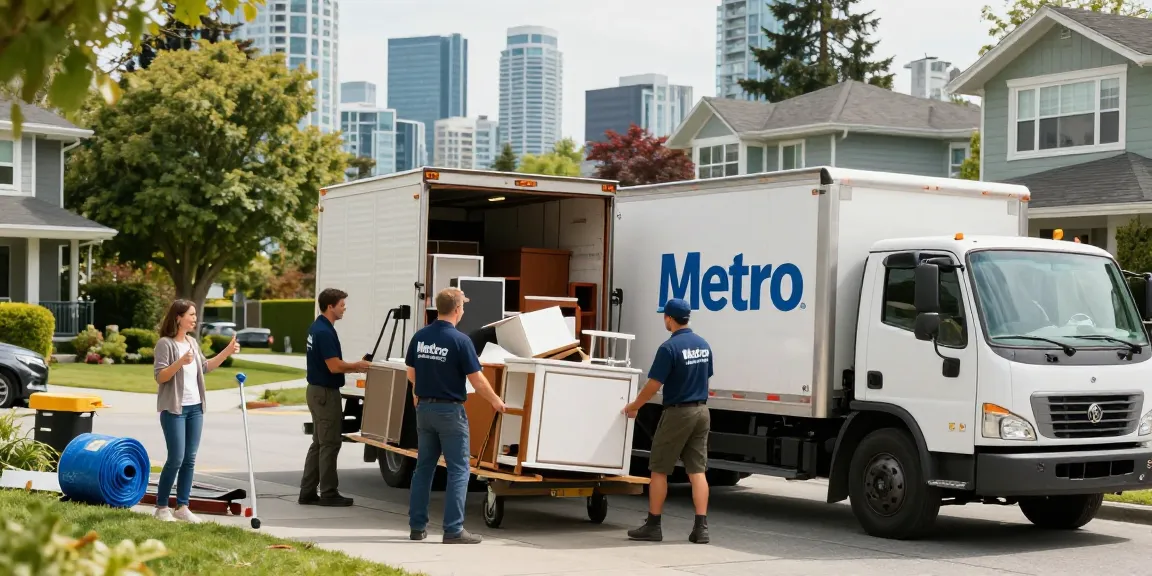 Efficient team performing target Junk Removal Vancouver service, hauling away junk from a residential area.