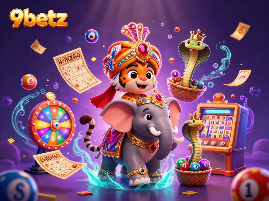 Engage in vibrant casino gaming at 9betz with colorful game elements and dynamic characters.