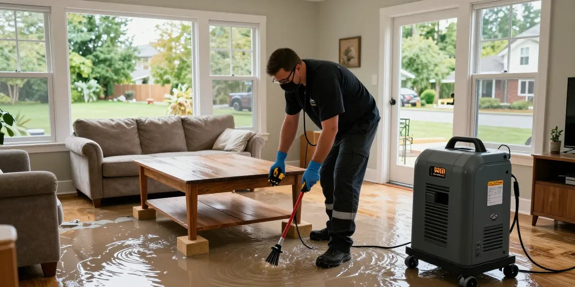 Water Damage Restoration North Vancouver service technician extracting water using advanced equipment in a home.