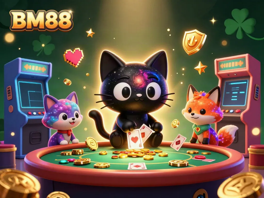 Engage in cosmic gaming fun with BM88 at a vibrant cosmic casino table.