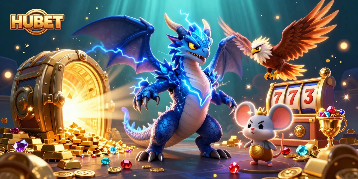 Experience excitable wins with HUBET in a vibrant casino scene filled with riches and adventure.