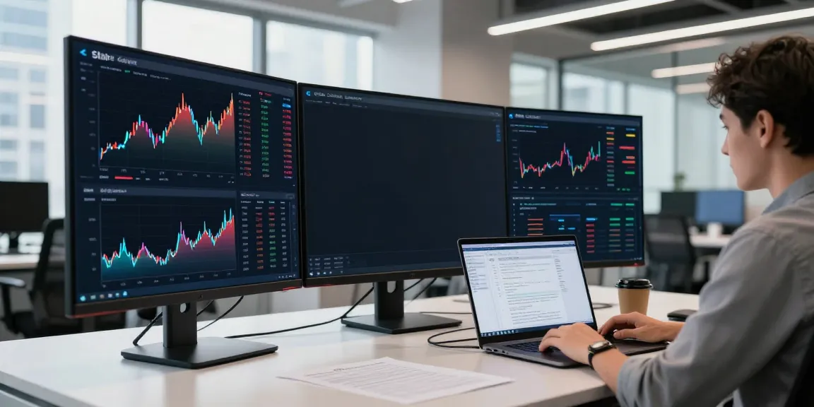 Trader using Slate Capivex AI tools in a modern trading workspace with financial data.