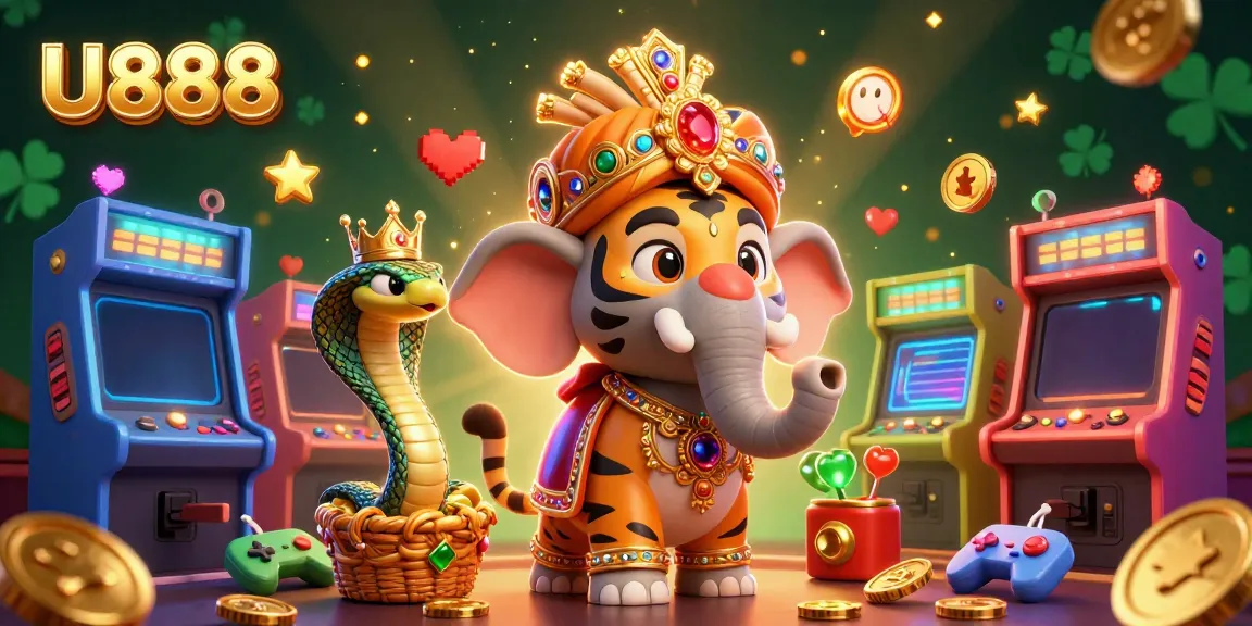Experience U888's dynamic gaming world with vibrant arcade elements and a royal theme.