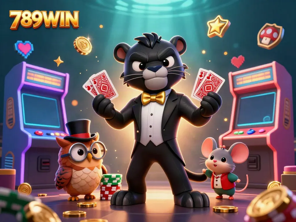 Experience the thrill of 789WIN with colorful games and charming characters in this exciting casino scene.
