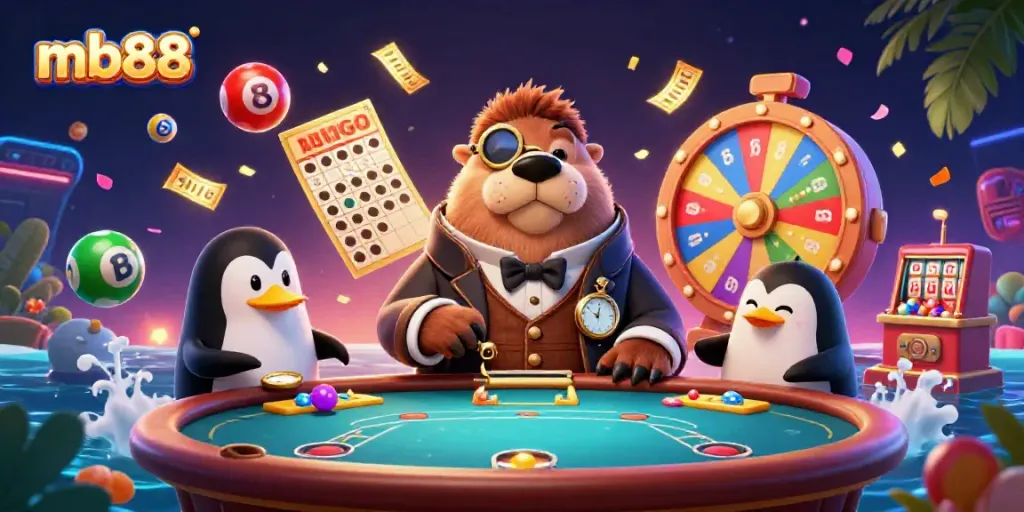 Experience thrilling poker action at mb88 with a playful walrus and friends in a vibrant underwater setting.