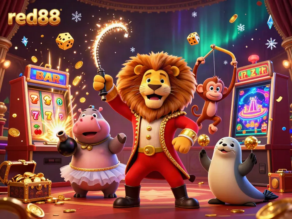 Engage in thrilling gameplay at red88's vibrant online casino featuring dynamic characters and exciting game elements.