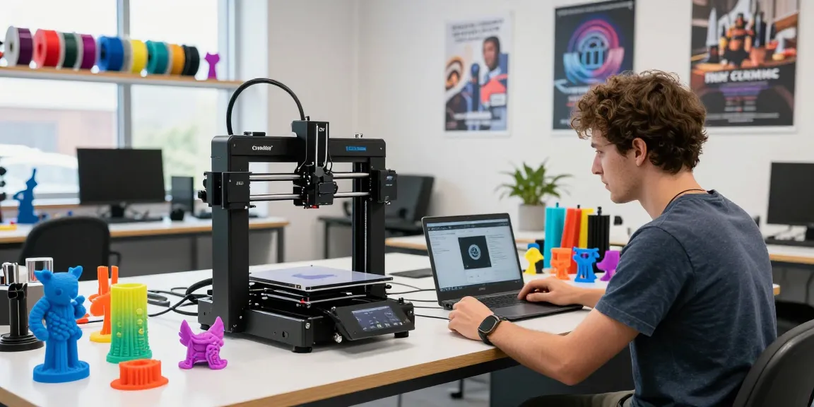 The Creality K2 Plus Combo 3D printer in action as the best value 3D printer for enthusiasts creating models in a bright workshop.
