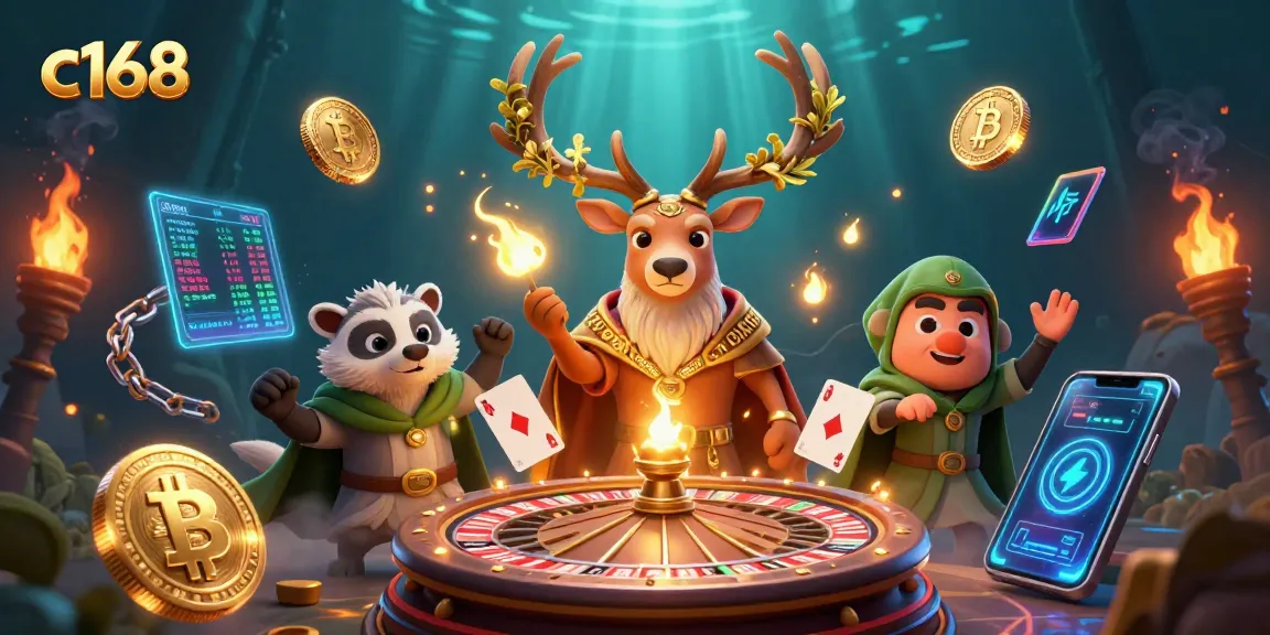 c168 players win big with an engaging casino scene filled with vibrant characters and game elements.
