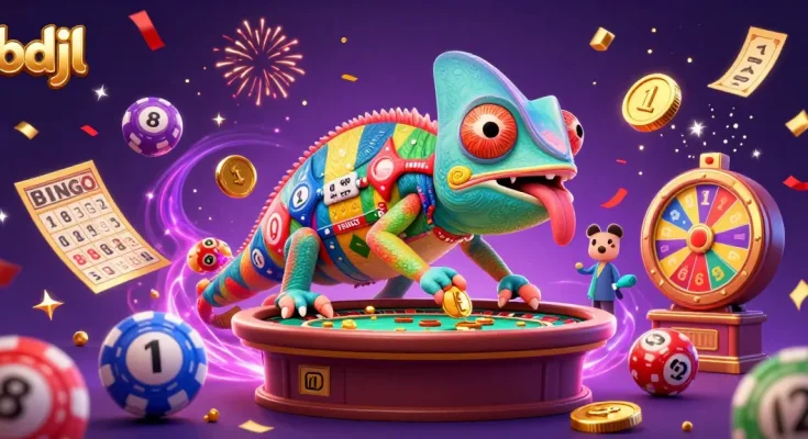 Engage with bdjl, an exciting casino scene featuring vibrant games, golden coins, and festive elements.