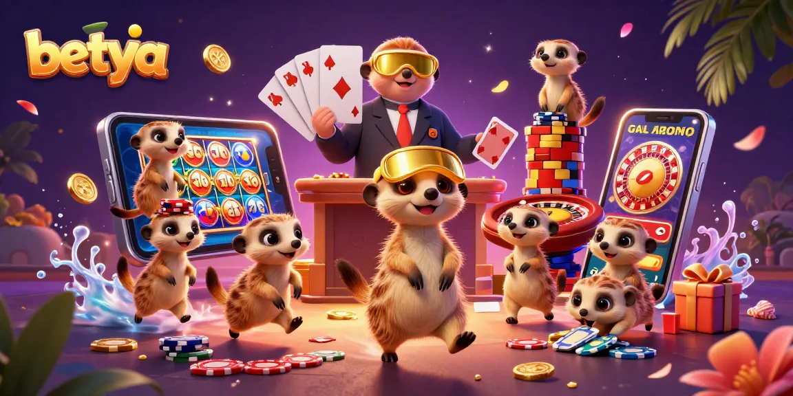 Engage in thrilling gameplay at betya with a lively meerkat casino scene featuring dynamic game elements.