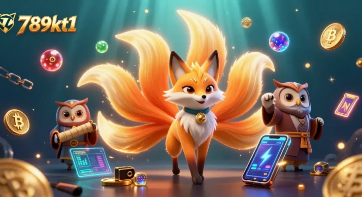 Engage with the vibrant world of 789kt1, showcasing a dazzling casino scene filled with colorful characters and crypto elements.