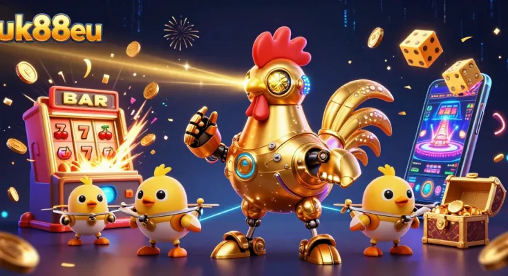 Engage with exciting games at uk88eu featuring a lavish 3D casino illustration.