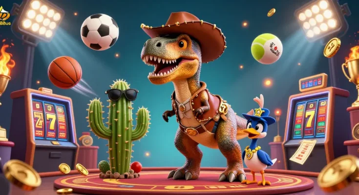 Engage exciting slots at hd88us with a vibrant illustration showcasing dynamic casino action.