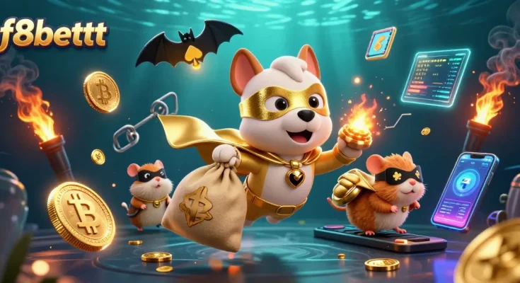 Experience thrilling wins with f8bettt, where superhero characters fly over a vibrant casino world.